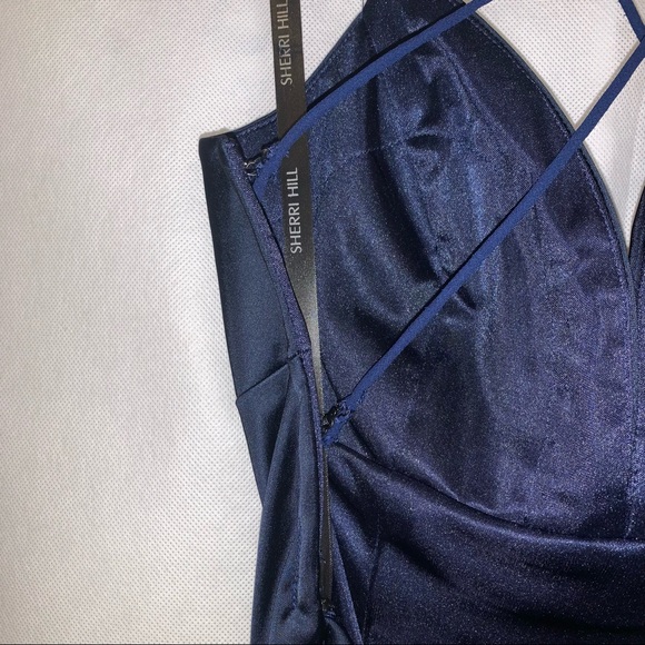 Sherri hill satin blue long dress - Picture 9 of 14